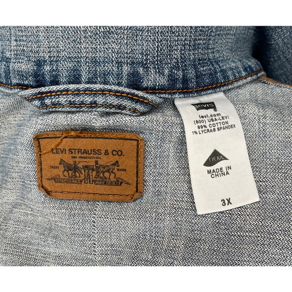 Levi's denim Trucker jacket medium wash button up red tag women's pockets 3X - Picture 4 of 14